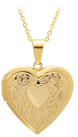 Paialco Floral Heart Shaped Locket Pendant Necklace for Women