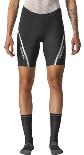 Castelli Velocissima 3 Shorts für Damen, für Straßen- und Schotterfahrten, Schwarz/Silber, Größe XL