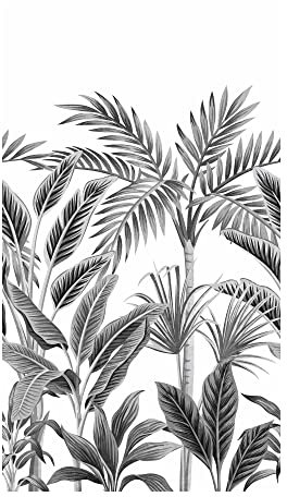BODENMEISTER BM212 Papier peint photo non tissé 3D, bois, pierre, forêt, nature, ville, 280 x 159 cm, motif jungle naturelle, feuilles noir et blanc