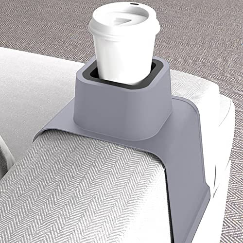 OUKENS Portavasos de sofá, Bandeja de reposabrazos de sofá de Silicona, portavasos de Silla Antideslizante y Antideslizante, Posavasos de sofá para sillón reclinable(Gris)