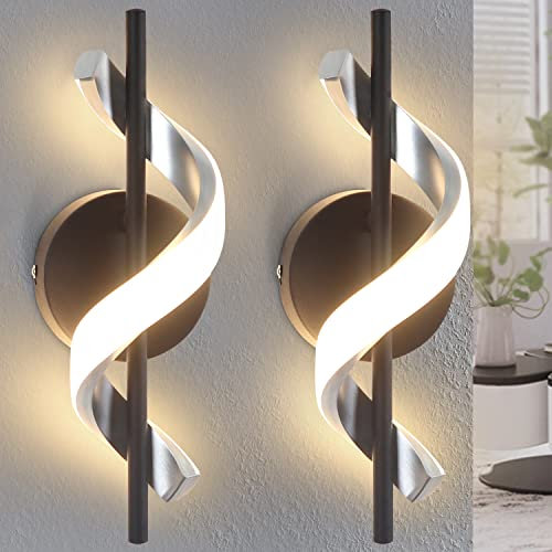 ZMH 2 Stück Wandlampe LED Wandleuchte Innen - Modern Flur 7W Treppenhauslampe in Spiralenförmig Design Flurlampe 3000K Warmweiß Wandbeleuchtung für Treppenhaus Gang Wohnzimmer Schlafzimmer Küche