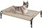Veehoo Kühlendes Hundeliege Outdoor, Erhöhtes Hundebett für Groß Hunde, Tragbares Stehendes Haustierbett mit Waschbarem Atmungsaktivem Netz, rutschfeste Füße, Large, Kaffeebeige