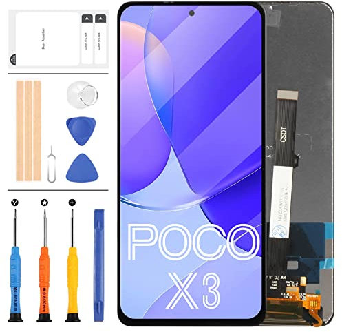 LADYSON Reemplazo de pantalla para Xiaomi Poco X3/Poco X3 Pro Poco X3 NFC Pantalla LCD táctil digitalizador Asamblea Reparación Kit (negro)