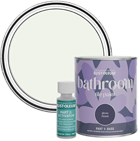 Rust-Oleum White Water-Resistant Bathroom Tile Paint in Gloss Finish - Steamed Milk 750ml