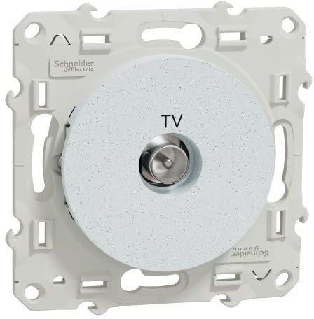 Schneider Electric - Odace - Prise TV simple blanche Recyclé - Fixation par vis - S510445