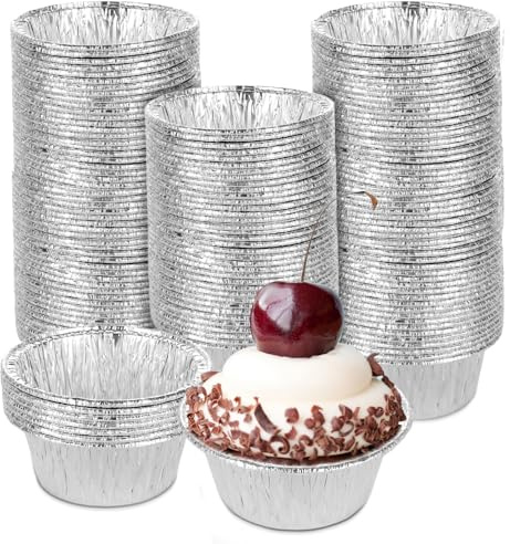 STARVAST Lot de 200 Godets/Moules de Cuisson en Aluminium individuel pour Cupcakes, Crèmes aux œufs, Muffins, Tartelettes - 150 ml