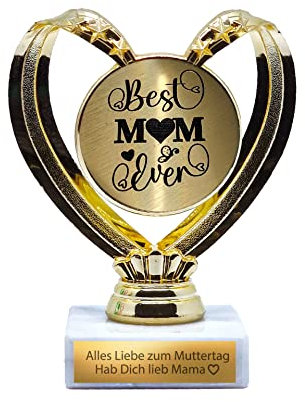 eberin · Muttertag Pokal · Geschenk für Mama ·Herz für Mami · Mütter Auszeichnung · Mutti Ehrenpreis · Herz mit Wunschgravur in 5 Farben erhätlich (Rot)