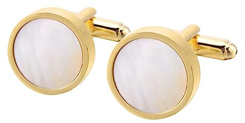 Manschettenknöpfe 2 Runde Manschettenknöpfe Aus Perlmutt Manschettenknöpfen Aus Gold