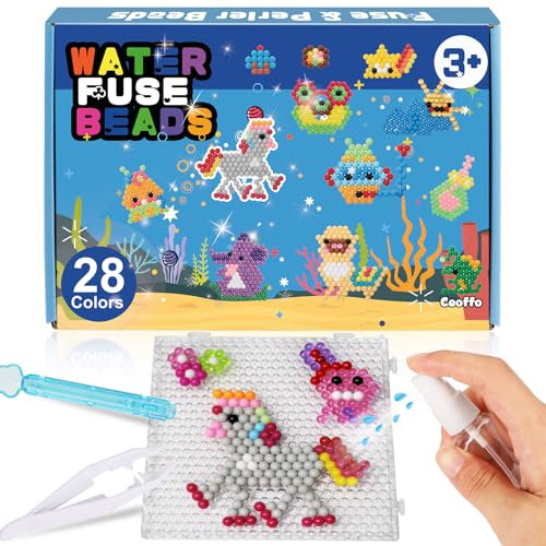 Water Fuse Beads Craft Set for Girls for Children Craft Beads Starter Set DIY Art Crafts Toys for Kids Beginners Arts and Crafts Kids’ Toys for Ages 3 and up 3200 pcs in 32 Colours