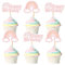 Blumomon 24 Pack Rainbow Cupcake Toppers Light Pink Rainbow Happy Birthday Theme Cake Decorations for Rainbow Birthday Party Decoration Supplies