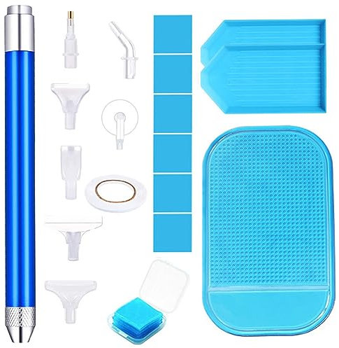 CRGANGZY Tools Kit Pen Tools Set with Drill Pen LED Light Art Accessories Tools LED Light Plastic Trays Detachable Drill Tips Art Pens Roller Double Sided