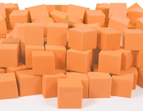 FUBOTRAD Schaumstoff-Polsterblöcke für Vergnügungsparks, Gymnastik, Freerunning und Parkour-Kurse, 36 Stück, 12,7 x 12,7 x 12,7 cm, Mandarine