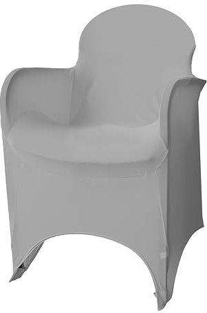 STOFF-KOLLEKTION Professionelle Stretch Stuhlhusse mit Armlehne (Grau) – Elastische Stuhlbezüge mit Gummi-Fußtaschen