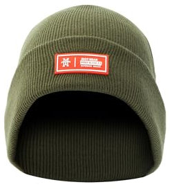 Rough Beanie - Beanie Mütze, Strickmütze mit Echt-Leder/Stick Veredelung, Viele Farben zur Auswahl (Manufaktur13/M13) (Riot Gear)
