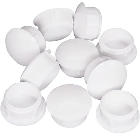 SKIR'CO Lot de 40 bouchons en plastique blanc de 13 mm pour trou de perçage, bouchons de trou de meubles, bouchons de trou à vis