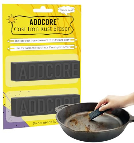Rust Eraser, Premium Rust Remover for Cast Iron Pans, Knives & Tools, Hard Anodized Cookware and Other Pots, Remove Rust from Any Metallic Surface - 2 Pack