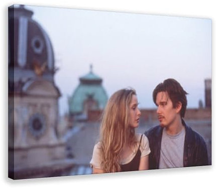 DESHVA Filmposter Before Sunrise auf Leinwand, Poster, Wandkunst, Dekor, Bild, Gemälde für Wohnzimmer, Schlafzimmer, Dekoration, Rahmenstil, 20 x 30 cm