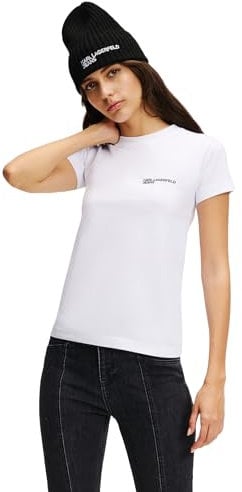 KARL LAGERFELD JEANS, Damen, Slim Short Sleeve Essential Small Logo T-Shirt, Slim Fit, Weiß, L