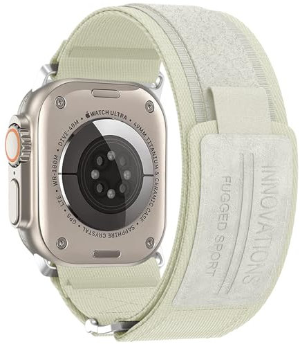 Cinturino in nylon compatibile con Apple Watch Ultra 2 da 49 mm, traspirante Breakaway Loop Back Velcro per iWatch Ultra Uomo, beige, Ajustable