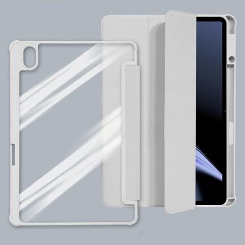 Custodia resistente per tablet intelligente a tre pieghe compatibile con OnePlus Pad Go da 11,4 pollici, con portamatite, guscio posteriore trasparente trasparente, supporto sottile, copertura
