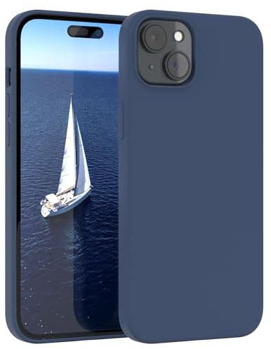 EAZY CASE Premium Silikon Handyhülle kompatibel mit iPhone 15 Plus Slimcover mit Kameraschutz und Innenfutter, Silikonhülle, Schutzhülle, Bumper, Handy Case, Hülle, Softcase, Dunkelblau