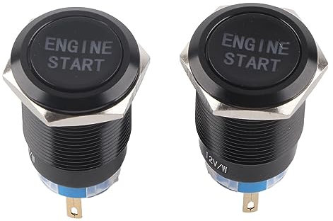 Majatou Druckknopf Starterschalter, LED Zünd Schalter,12 V Wasserdichter Automotor-Start-Druckknopfschalter-Zündungsstarter (Gehäuse aus Schwarzer Gehäuse aus schwarzer Zink-Aluminium-Legierung)