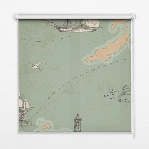 Tulup 80x240cm Verdunkelung Für Fenster Innenbereich Verdunkelung Rollos - Ozeankarte