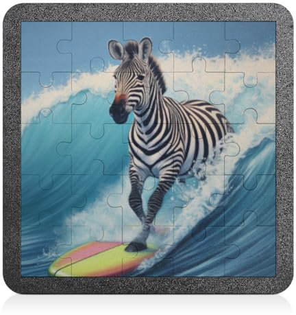 cfpolar Individuelle Puzzle-Rahmen für Erwachsene und Kinder, personalisierter Puzzle-Bilderrahmen von Fotos, individueller 25-teiliger Puzzle-Rahmenbrett, Bilderrahmen für Puzzle, Zebra-Surfen