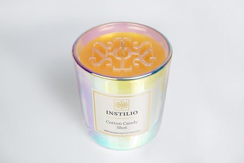 INSTILIO Duftkerze Cotton Candy Shot mit Parfumöl Duft - Edle Duftkerzen handgemacht aus Sojawachs - Geschenk Kerzen, Scented Candle, Duft-Kerze 350g