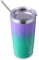 Volhoply 20oz 550ml Travel Insulated Tumbler with Lid and Straw, Double Wall Insulated Travel Ice Coffee Mug Fits Cup Holder,Powder Coated Cups for Hot & Cold Drinks, BPA Free（Purple Green,1 Set）