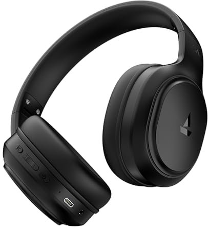 boAt Rockerz 430 w/ 40mm Drivers, Beast Mode w/ 40ms Latency, 40hrs Playback, ENx Tech, Voice Assistant, BTv5.4, Adaptive Fit & Easy Access Controls, Bluetooth Over Ear Headphones(Black Sabre)