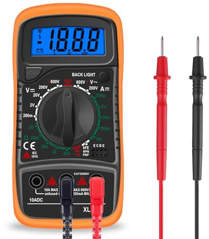 Multimetro Digitale Portatile, LCD retroilluminato AC/DC Amperometro voltmetro Ohm Tester di tensione, HFE Triodo Buzzer Multimetro, Multimetri di corrente Strumento misuratore, Batteria non inclusa