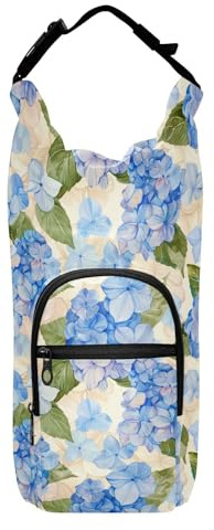Watercolor Hydrangea Water Bottle Sling Carrier Lightweight Water Bottle Insulated Holder 20/24/32/40oz Water Bottle Carry Bag for Hiking
