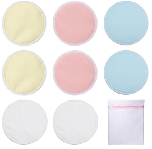 SYEYCW 8 Pezzi Coppette Assorbilatte, Assorbenti Riutilizzabili per l'Allattamento, Coppette Assorbilatte Lavabili, Bambù Coppette Allattamento Lavabili Ultra Assorbenti, con Rete da Bucato
