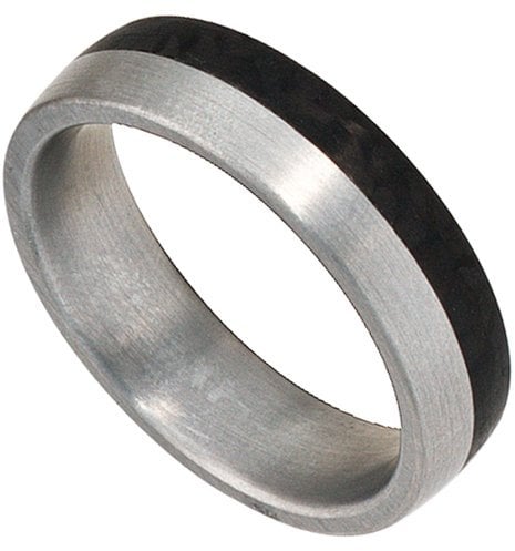 Partnerring Ring Edelstahl mit Carbon Freundschaftsring Unisex Edelstahlring, Ringgröße:Innenumfang 68mm ~ Ø21.6mm