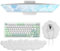 Cloud Wrist Rest Keyboard, Cloud Palm Rest Set with PU Leather Memory Foam, Cute Keyboard Rest for Wrist Support and Arm Rest, Keyboard Wrist Support for PC/Gaming/Hand Cushion/Computer, White