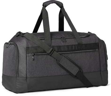 Amazon Basics Reisetasche, 63,5cm, Leicht, mit Schuhfach und Nassfach, Sporttasche für Reisen und Fitnessstudio, Schwarz