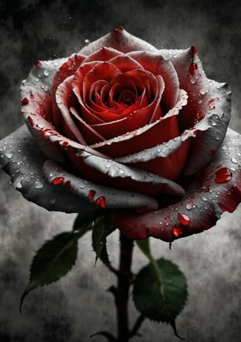 Notizbuch mit grau-roter Rose: DIN A5, Softcover, 240 Seiten blanko