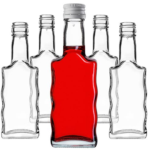 KADAX Bottiglie di vetro da 200 ml, 10 pezzi, bottiglie vuote con tappo a vite, piccole bottiglie di liquore da riempire, bottiglie di vino in vetro, bottiglie di grappa (bianco)