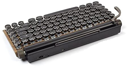 Reinscer 83 Keys Gaming Keyboards Retro Typewriter Keyboard Wireless Bluetooth Keyboard USB Mechanical Punk Keycaps for PC, A