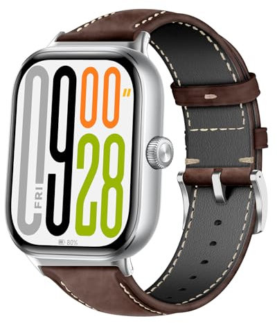 MaEiol Cinturino Pelle per Xiaomi Redmi Watch 5 /Redmi Watch 4 / Xiaomi Smart Band 9 Pro/8 Pro, Cinturino di Ricambio Orologio da Polso per Donna e Uomo - Marrone Scuro