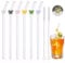 wlertcop Glass Straws, 6 PCS Reusable Straws, Glass Straws with Butterfly Shape with 2 Cleaning Brushes, Curved Design for Smoothies, Cocktails and Drinks
