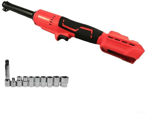 38inch Brushless Cordless Ratchet Wrench for Dewalt 18V Batteries, Complete Accessory Set for Use in Automotive and Home Repairs (red)