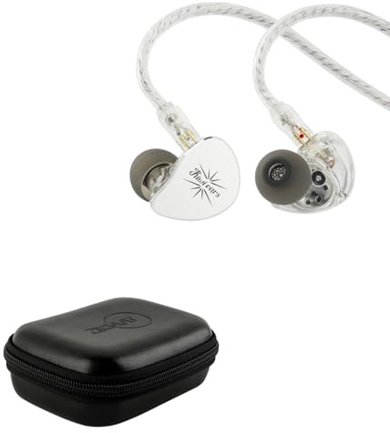 Linsoul Kiwi Ears Belle 10mm DLC Dynamic Driver In-Ear Monitor (Without Mic, Silver)+ZiiGaat PELLEPOD Leather Earbud Case (Black)