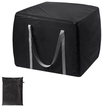 Aufbewahrungstasche Gartenauflagen, Wasserdicht Auflagentasche 420D Oxford Gartenpolster Tasche mit Reißverschluss, Schutzhülle für Polsterauflagen Bettdecken Stuhlauflagen Kissen (81x81x60cm)