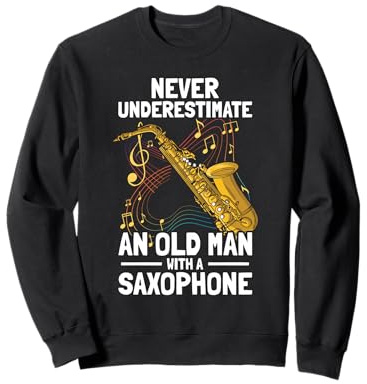Old Man with a Saxophone Player Sweatshirt