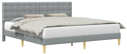 vidaXL Bettrahmen mit Kopfteil Hellgrau 180 x 200 cm Stoff, Bezahlbarer, rechteckiger Bettrahmen mit Sperrholz-Kopfteil, ideal für Dein minimalistisches Schlafzimmer