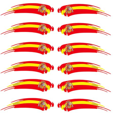 QEDBOJE Pack de 6 Unidades Stickers Bandera España | Pegatina España Coche Moto Scooter Quad ATV Bicicleta Cascos | Adhesivos Resistentes a la Lluvia y al Sol