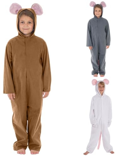 Charlie Crow Mouse Costume for kids Grey, Brown and White | Four Sizes | 3-11 Years (Brown 7-9 Yrs)