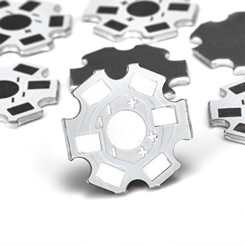 CHANZON 25 Stück 1W 3W 5W LED Kühlkörper (2 polig weiß) Aluminium Grundplatte PCB Leiterplatte Substrat 20 mm Stern DIY Kühlkörper Kühlung für COB Hochleistungs LED Chips Lampenperlen 1/3/5 Watt